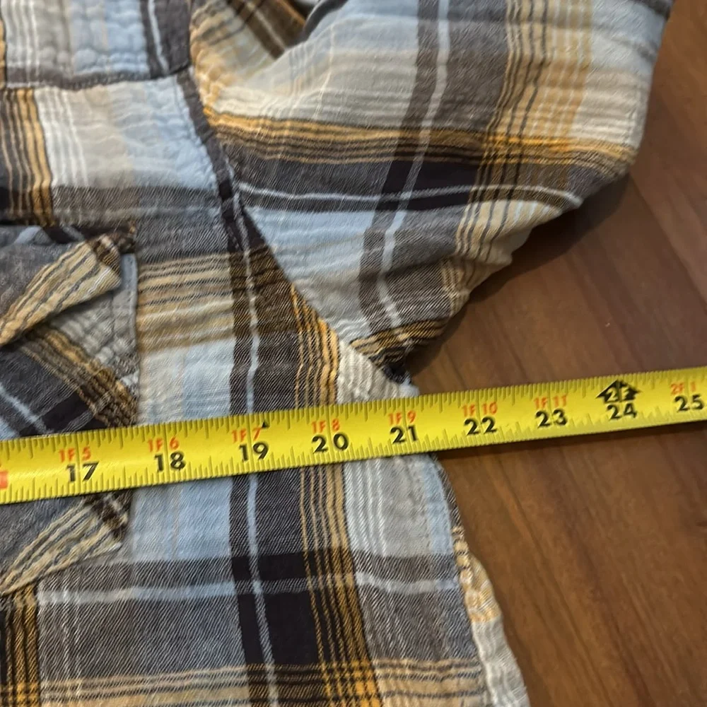 Unionbay Men Plaid Quilted 100% Cotton Long Sleeve Button Down Hooded Shirt sz L